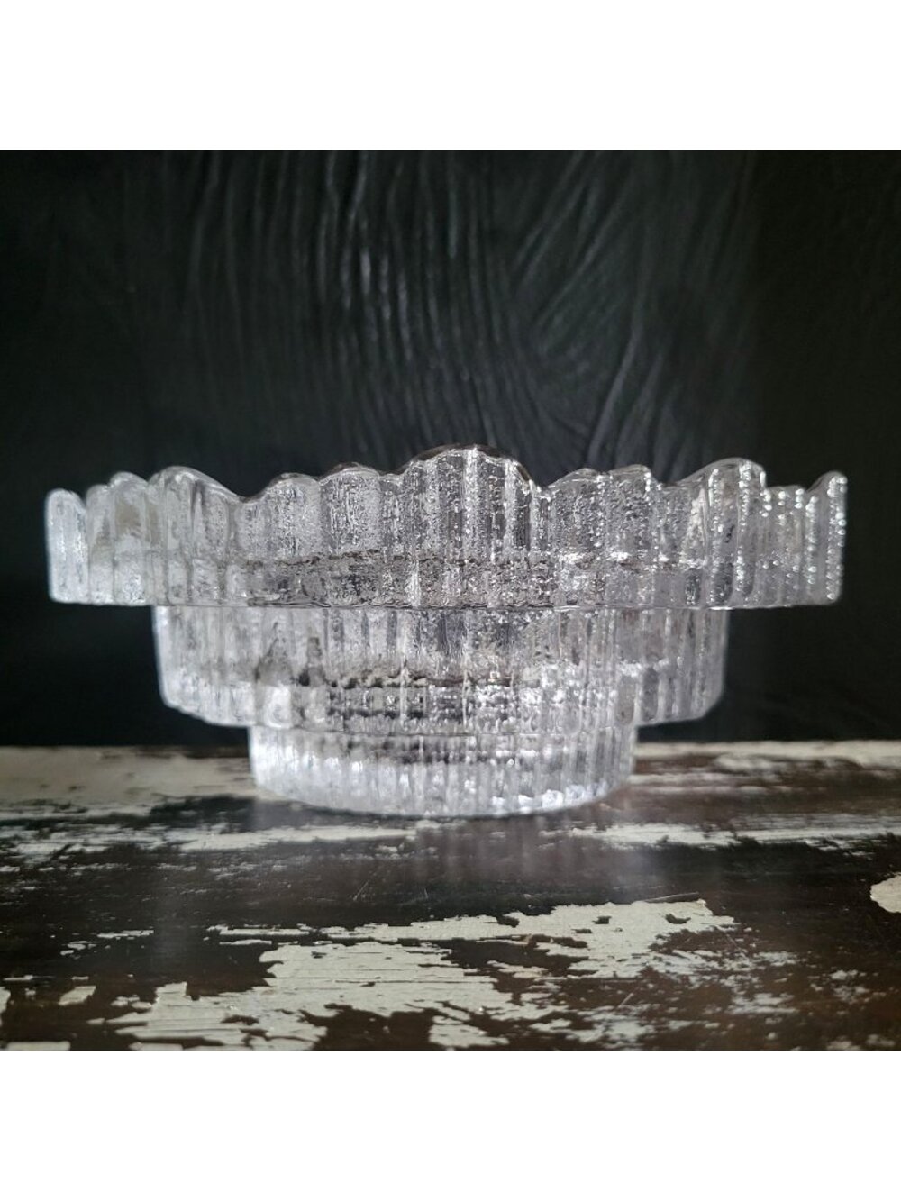 Large Scandinavian Icicle Glass Bowl Possibly Iittala Stellaria Tapio Wirkkala